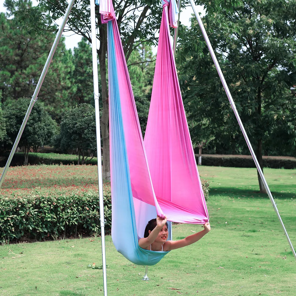 Ny Ankomst Aerial Anti-Gravity Yoga Hammock Swing Flying 6 * 2,8 Metrar Yoga Bed Bodybuilding Gym Inversion Trapeze Q0219