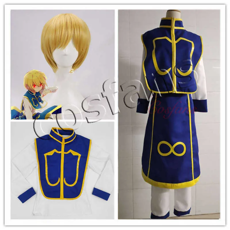 Anime Hunter x Hunter Cosplay Kurapika Cosplay Costume para Adulto Homens Mulheres Crianças Halloween Outfits Completo Kurapika Kurta Wig Sapatos Y0903