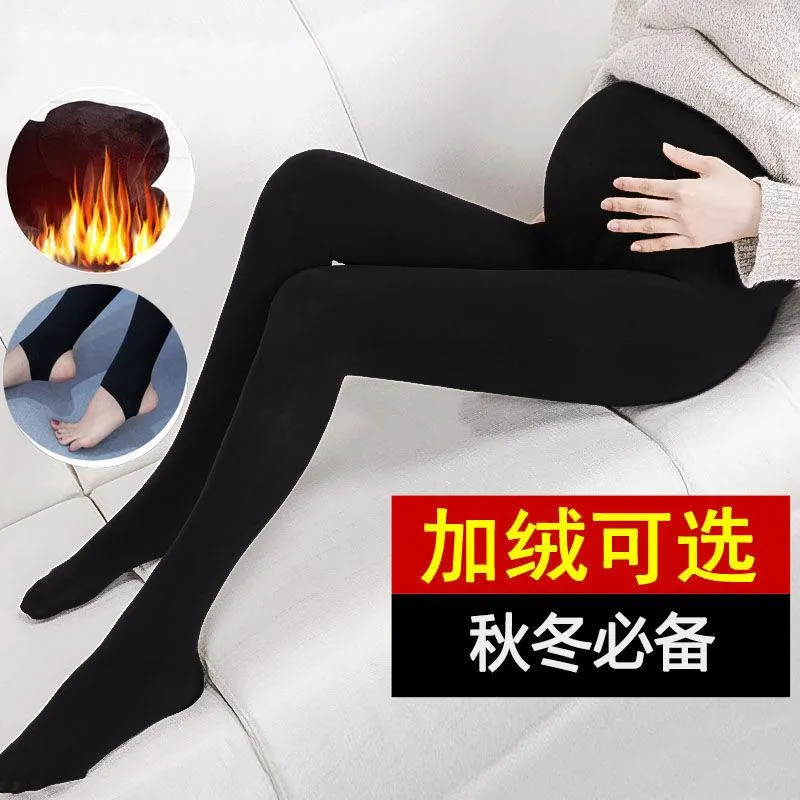 Maternity Bottoms Winter Pregnant Women Black Leggings For Warm Soft Velvet Pants Pregnancy Inner Wool Clothes