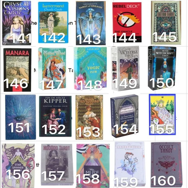 220 estilos Tarots Witch Rider Smith Waite ShadowsCapes Silvess Tarot Deck Board Tarjetas de juego con caja colorida Versión en inglés ZZC4561