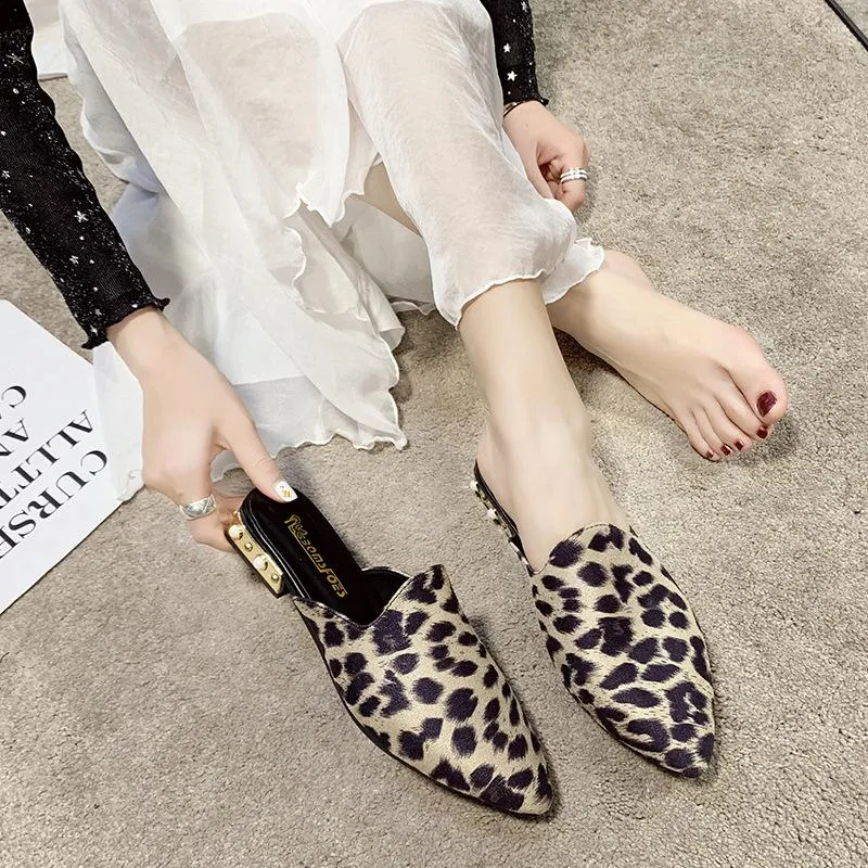 Leopard backless deals loafers