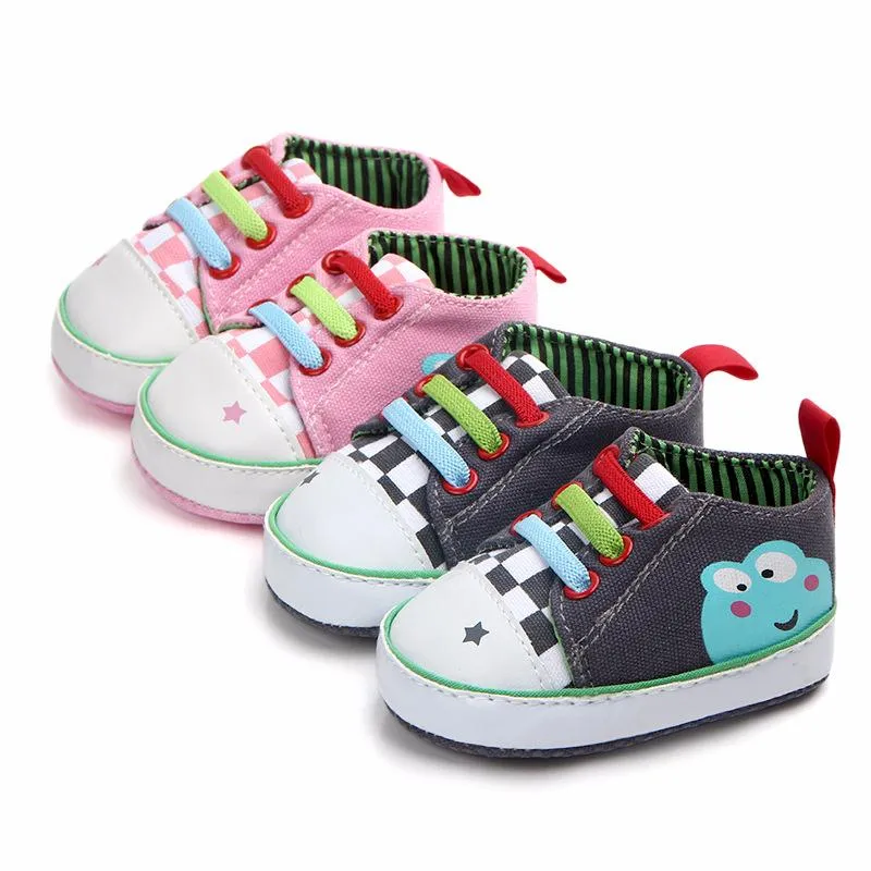 Premiers marcheurs unisexe bébé chaussures grenouille dessin animé enfant en bas âge baskets décontractées extérieur intérieur plancher nourrissons nés enfants pour 0-18 mois