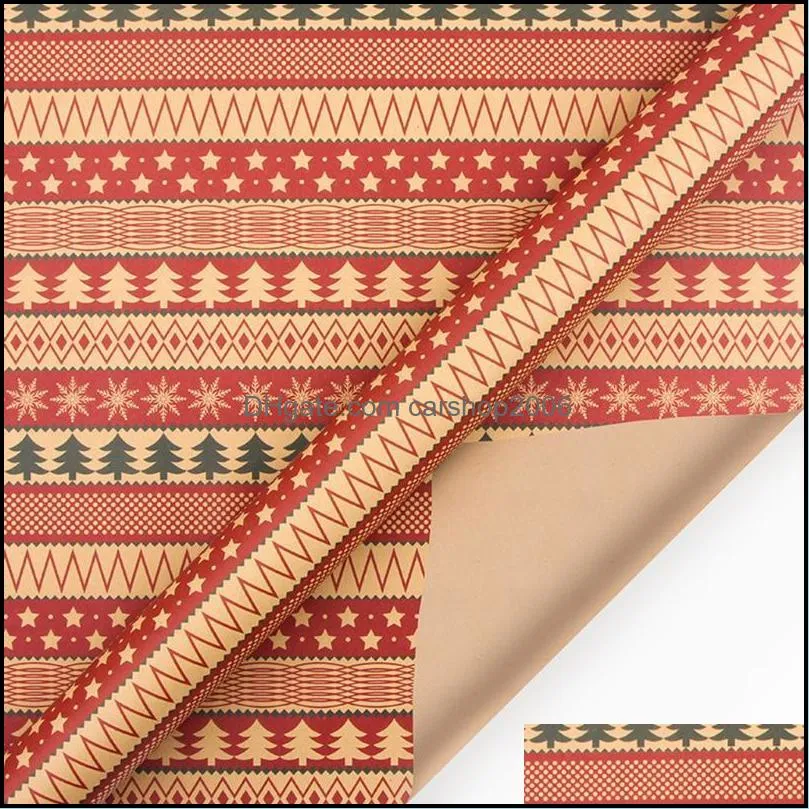 Gift Wrap LXAC Retro Christmas Gifts Wrapping Papers DIY Present Packing Kraft Wraps