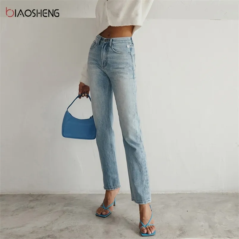 Hög midja jeans kvinnor mode hajuku denim byxor mamma byxor 100% bomull streetwear vintage rak jean femme 210708