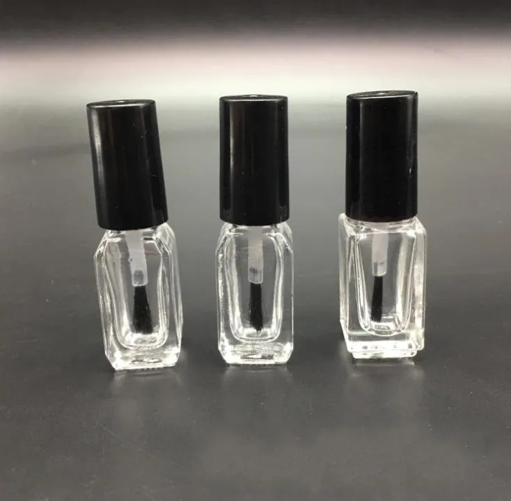 5ml Square Glass Bottle With Brush Empty Transparent Makeup Tool Nail Polish Containers Clear-Glass Glue Bottles For Sample SN3053