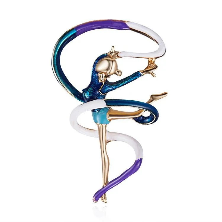 Pins, broches moda meninas coloridas pin criativo menina fita gymnastics hoop com guarda-chuva broche jóias de casamento de alta qualidade