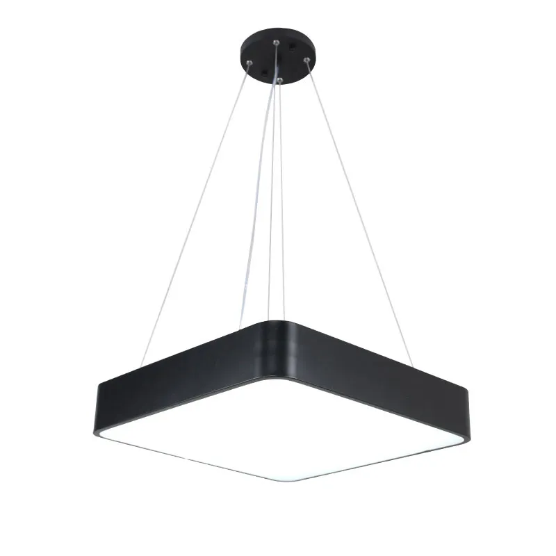 Modern Office LED Pendant Lampor 24W 36W 48W AC85-265V Kvadratisk Ultra-tunn Aluminium Hänglampa Svart / Vit