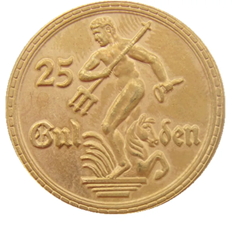 폴란드 25 Gulden 1923 골드 도금 사본 동전 코인 공예품 장식품 복제 동전 홈 장식 액세서리