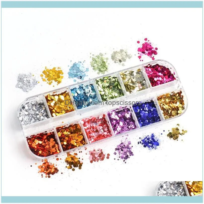 Nail Glitter 1 Box Mermaid Nails Holographic Chunky Sequins Hexagon Paillette Iridescent Spangle Flakes Decoration Manicure Art LARJ