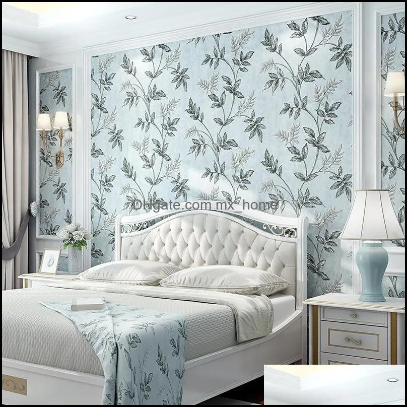 simple european fabric style unwoven wallpaper warm bedroom 3 D living room tv background wallpaper home