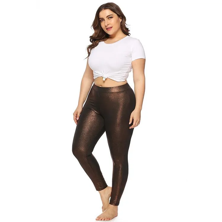 Damesbroek Capris Gold Glitter Shiny Plus Size Vrouw Broek Sexy Clubwear Sportkleding Casual Compression Bronze Zweet