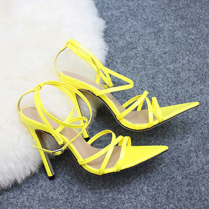 Bulk Yellow Fish Mouth Stiletto Sandals With Sharp Point Toe And 11.5cm Strappy Kitten Heels Sexy And Stylish Summer Sandal For Women Y0721 At Only 14.97 DHgate.Com