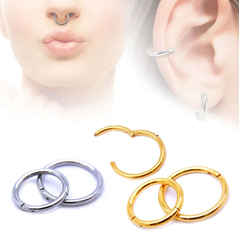 Anello al naso in acciaio inossidabile 316L Body Piercing Narice Anelli a labbro Orecchini a bottone con piercing europeo di moda senza cuciture