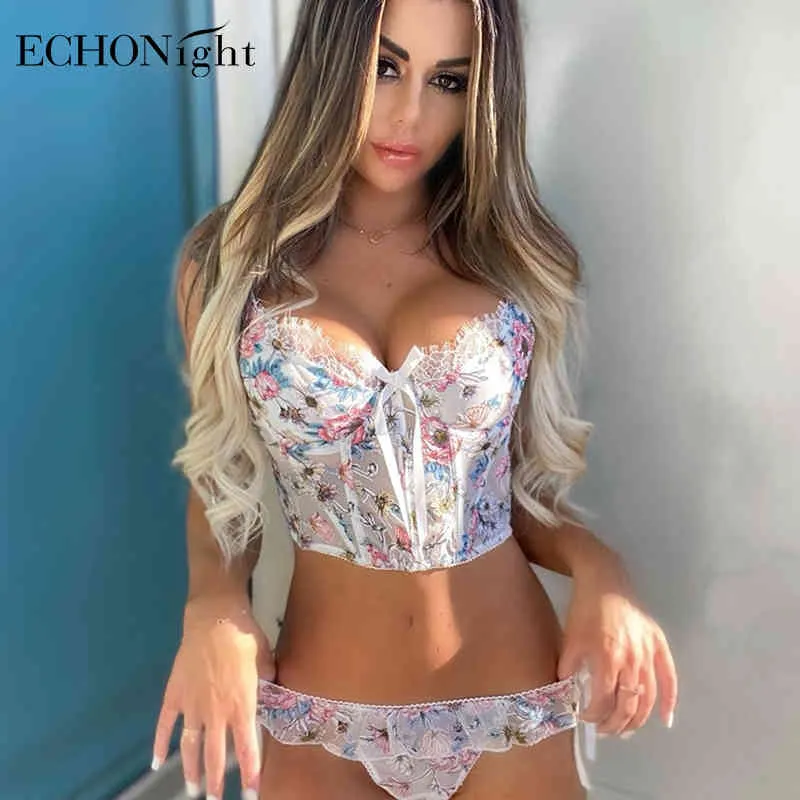 Ensemble de sous-vêtements pour femmes florales echonight push up lingerie soutien-gorge set dentelle sexy lenceria sous-vêtements pour femmes lingerie Set Sexy dentelle x0526