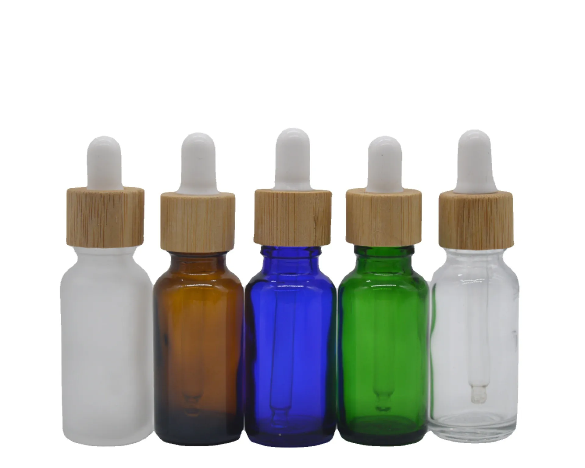 Glass Dropper Bottles Essential Oil Bottle with Eye Droppers and Bamboo Lids Liquid Cosmetic Containers