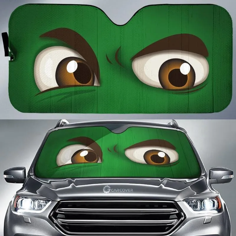 Car Sunshade Funny 3D Green Eyes Print Interior Protector Universal Windshield Sun Shade For Foldable Heat Reflector