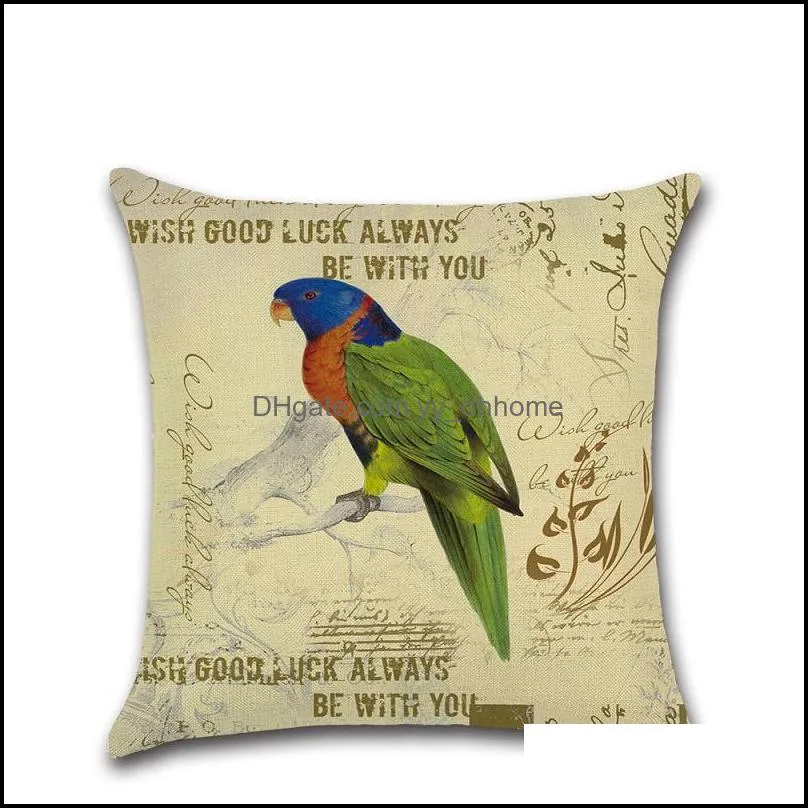 Cushion Covers 45*45cm Parrot Birds Flower Pattern Pillows Covers Decorative Pillowcases For Home Sofa Office Chair Decor