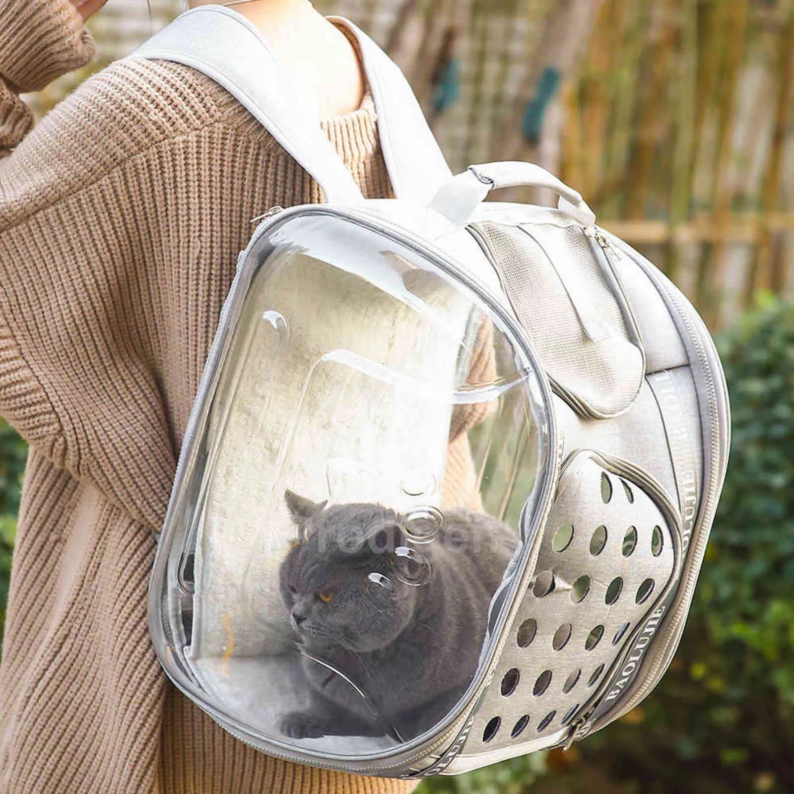 Mochila do gato Bolsa de ombro do transporte de viagem do animal de estimação do respirável com a janela portátil para gatos 211120