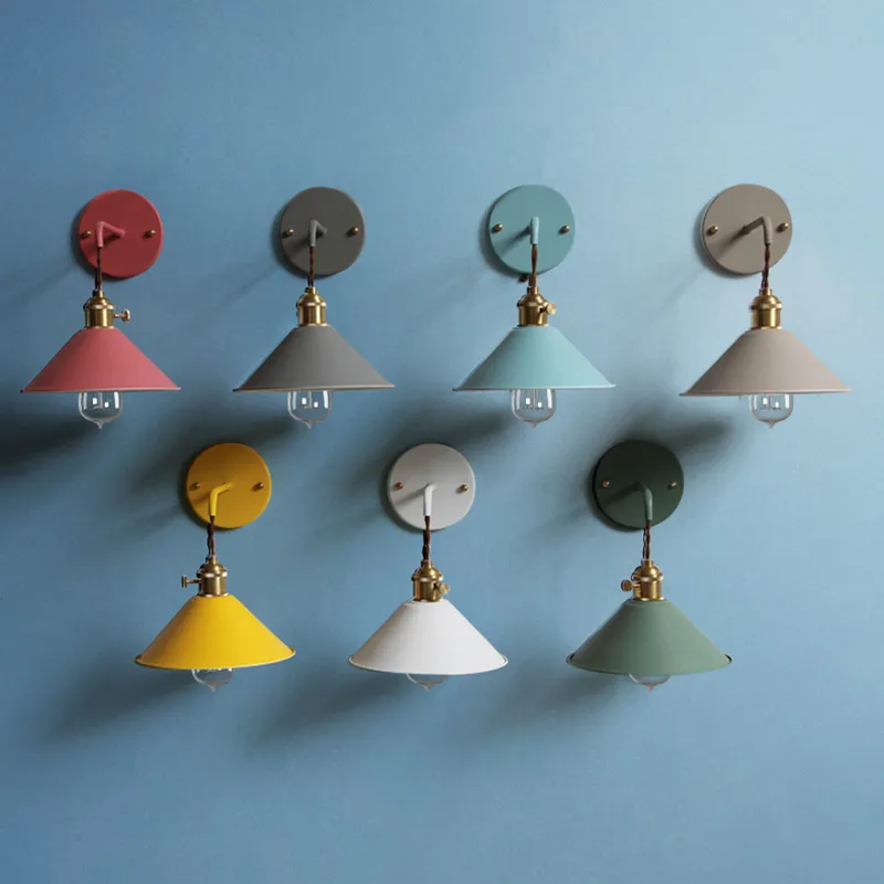 Fashion and colorful modern bedside wall lamp Edison aisle bedroom reading E27 living room corridor lamps