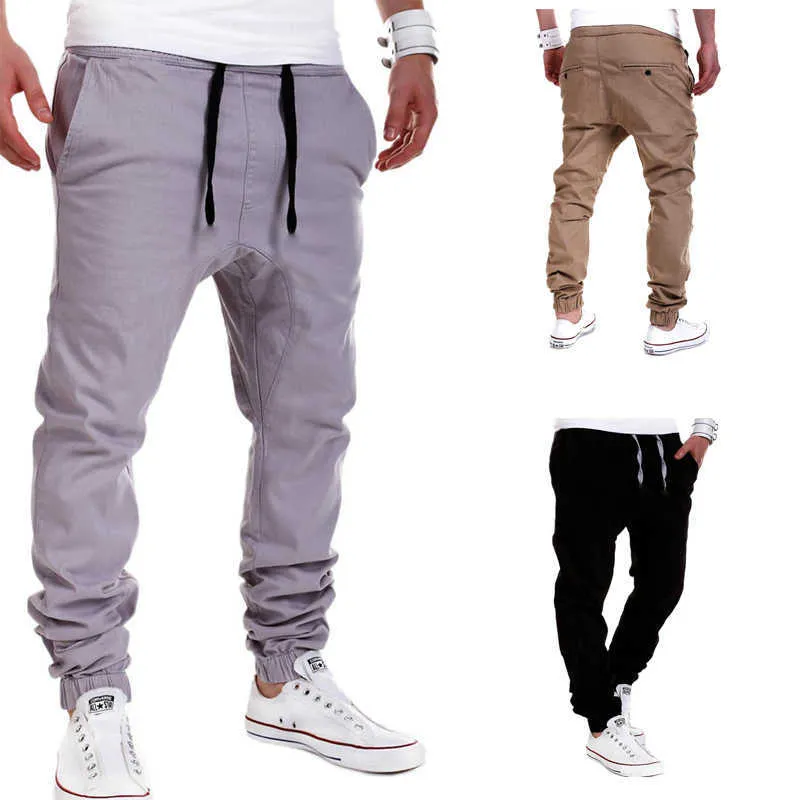 Swagwhat Mężczyźni Cargo Spodnie Hip Hop Harem Joggers Spodnie Nowe Spodnie męskie Męskie Solid Fitness Siłownie Spodnie Skinny Fit Splupy Dress X0723