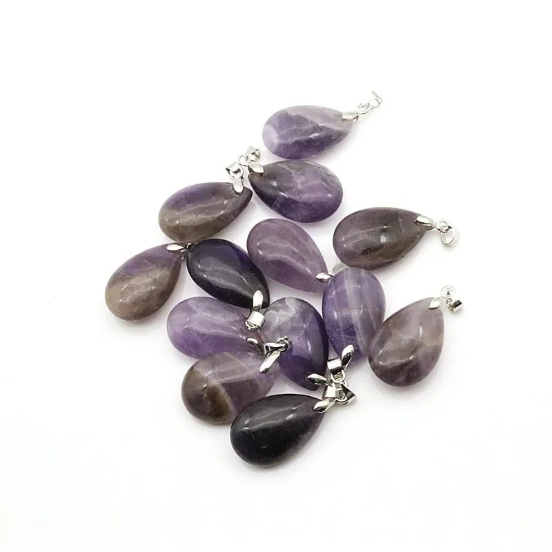 20 stijlen Natuursteen Hangers Kettingen Water Drop Shape Hanger Healing Crystals Amethyst Quartz Bead Chakra Healing Point