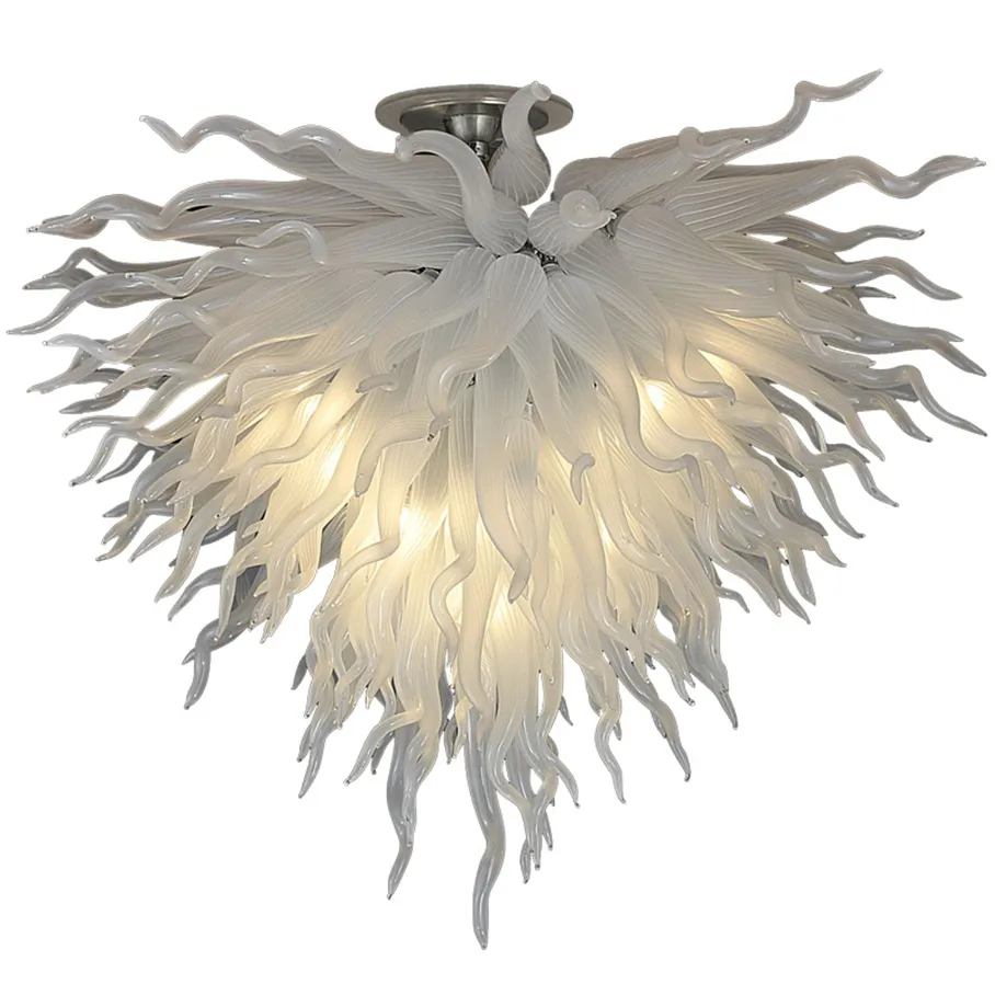 Estilo moderno textura branca pura candelabros corais cadeia pingente de luz lâmpada lâmpada de lâmpada de vidro lâmpada de vidro soprada de vidro aceitar personalização