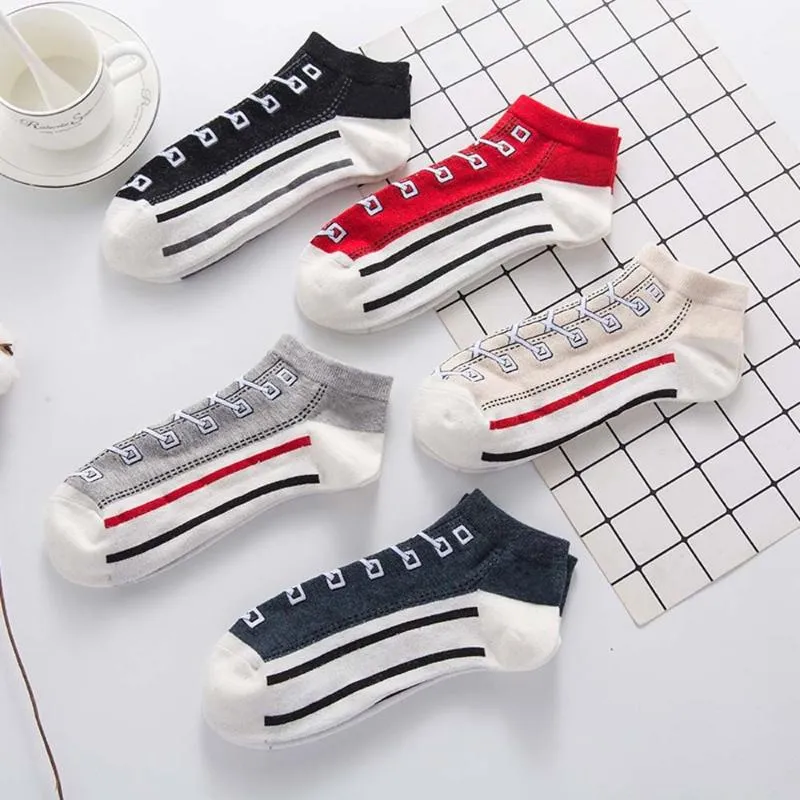 Mens Socks Invisible Hip Hop Boat Cotton Shoes Mönster All-Match Casual Women Hosiery Kort låg top