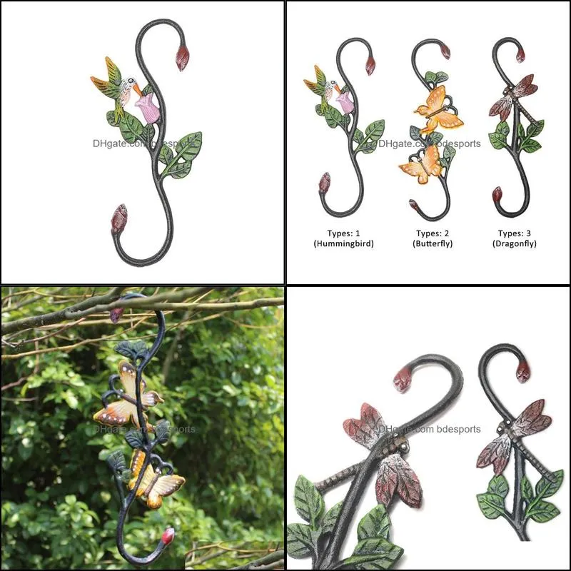 S Shaped Hanging Hook Animal Pattern Cast Iron Flower Pot Fence For Bird Feeder Indoor Home Decor Heavy Duty Outdoor Garden1