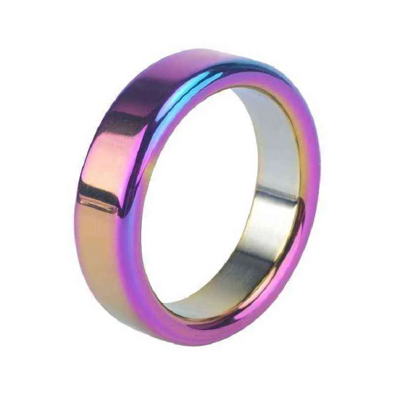 NXY Cockrings Dia 38 41 44 47 50mm for Choose Sexy Slave Metal Rainbow Penis Cock Ring Erection Male Ball Sex Toys Men 1214