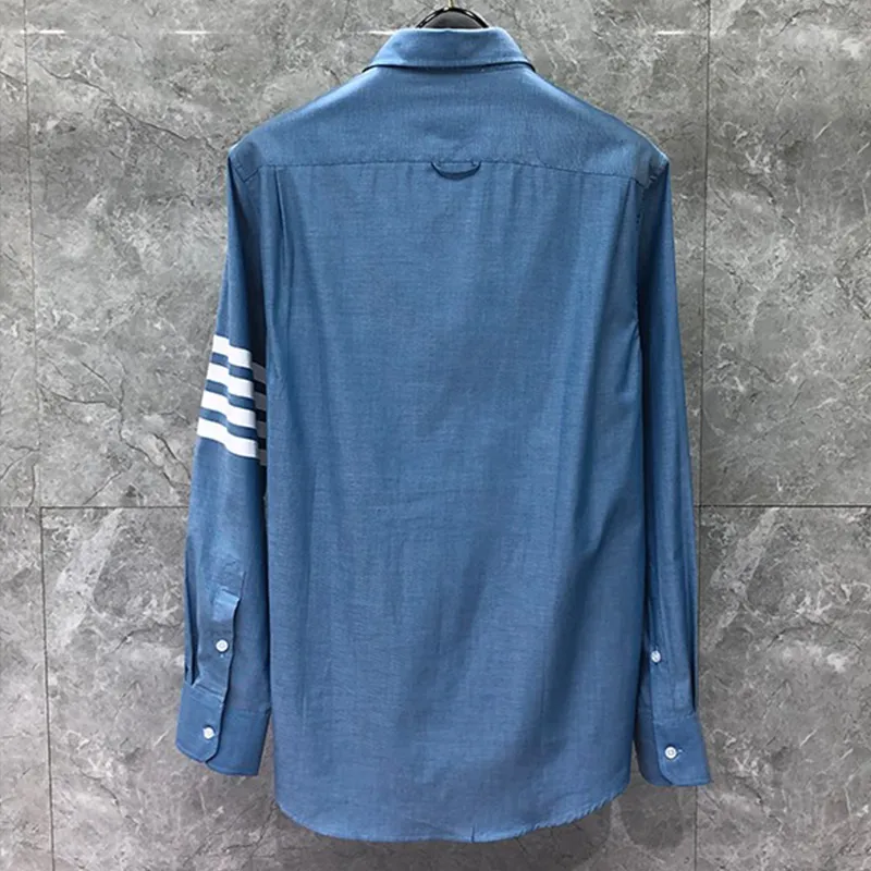 オンラインストア安い Tbメンズシャツ春オートンマッサンファッショントムブランドメンズ服 ブルーホワイト4バーストライプカジュアルコットンオックスフォードスリム卸売原宿正式な女性のシャツ クリアランス最激安 Wctech Com Br