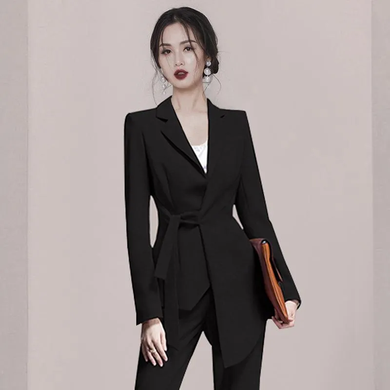 安い通販サイト 女性2ピースパンツスーツオフィスセットパンツスーツ到着エレガントな長袖ルースブレザージャケット 物置通販 Alfatehtrading Com