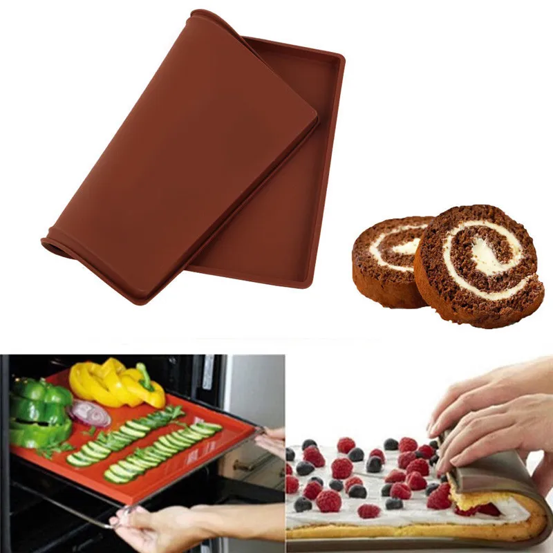Yapışmaz Silikon Fırın Mat Kek Rulo Pişirme Fonksiyonel Araçları İsviçre Pad Bakeware