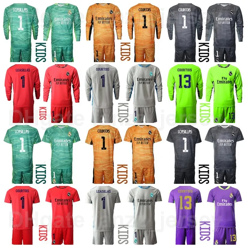 Kids Long Sleeve Youth Real Madrid Goalkeeper Jersey Goalie Set