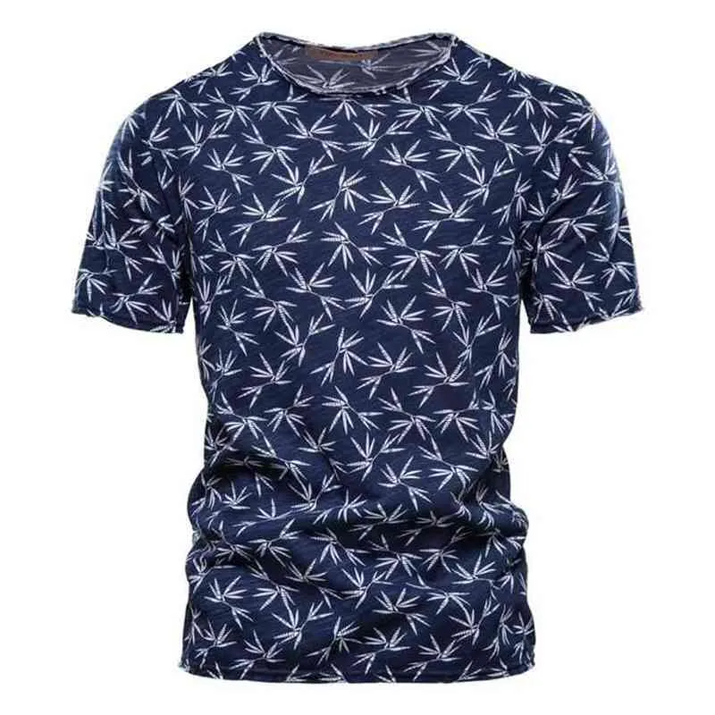 Aiopeson Sommar 100% Bomull T-shirt Män O-Neck Kortärmad 's T Quality Hawaii Kläder Tee Man 210707