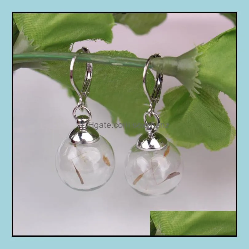 Hot Europe Fashion Jewelry Cute Glass Ball Dandelion Dangle Earrings Women`s Elegant Earrings S734