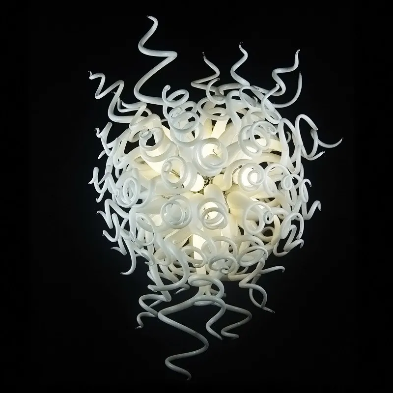 Lampe à suspension d'art moderne blanc chaud italien lustre en verre soufflé à la main décor à la maison LED conçu 24 par 36 pouces