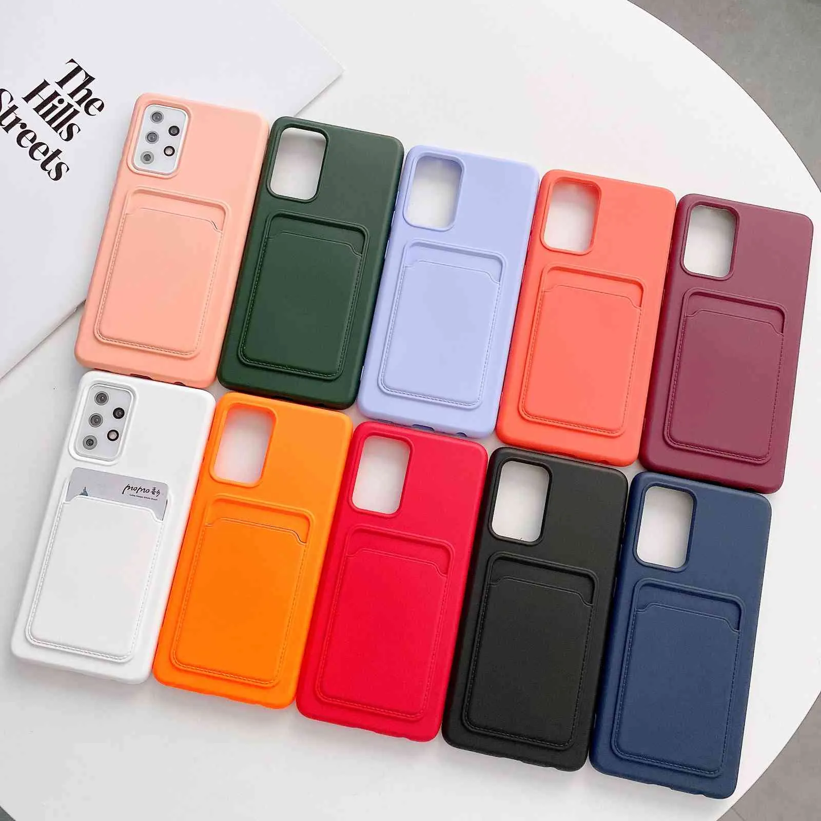 Étuis portefeuille porte-cartes de luxe pour Samsung Galaxy S 21 Ultra S21 Plus A 32 A52 5G A32 A72 A12 A21S Note 20 Couverture en silicone liquide