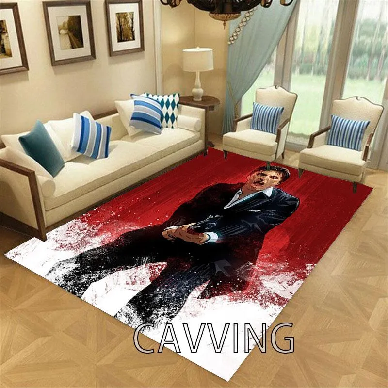 Tappeti Scarface Stampa 3D Tappeti morbidi in flanella Tappeto antiscivolo Tappeto grande Decorazione domestica per soggiorno Camera da letto