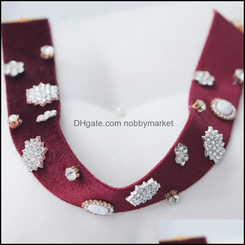 Wedding Jewelry Sets Korean Bride Wine Red Velvet Satin Headband Hair Band Necklace Dual-Use Accessories Earrings Dress