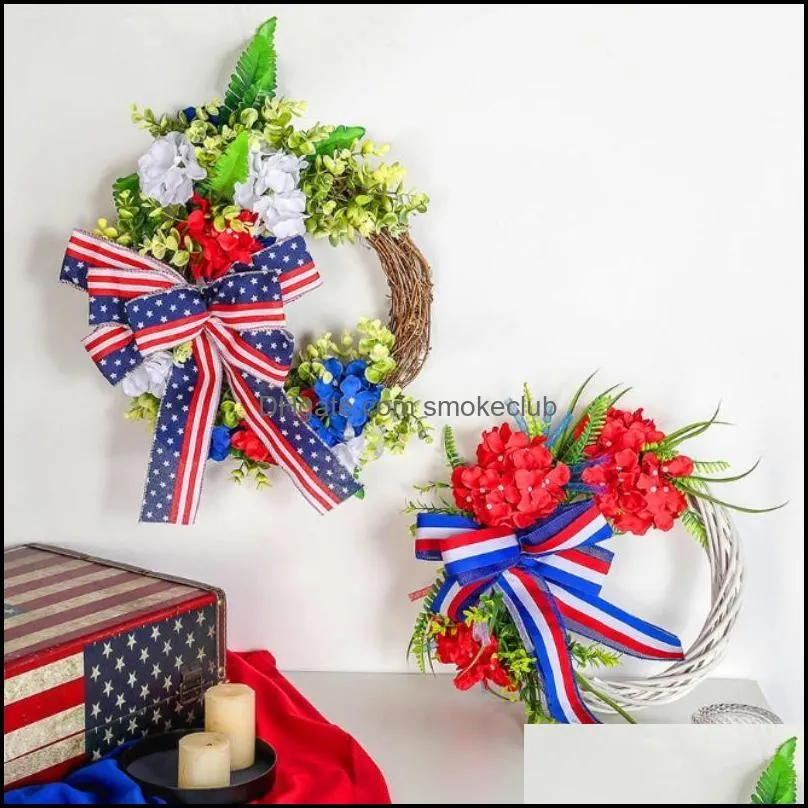 Decorative Flowers & Wreaths DIY Wreath Independence Day Butterfly Cyclone Door Pendant Window Scene Scenic Garland Accessories American