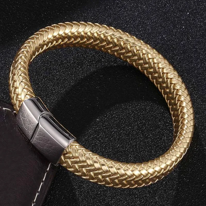 Mode flätade armband män armband rostfritt stål magnetisk lås punk rock manliga smycken tillbehör pd0515229y