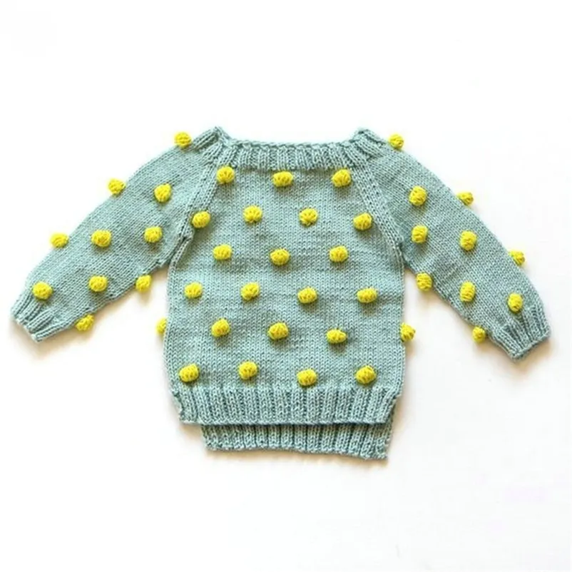 2022 весна корейский ребенок девочка кардиган свитер ребенок ребенок вязаный свитер с помпом родился девочка зимняя одежда 1-5Y 211106