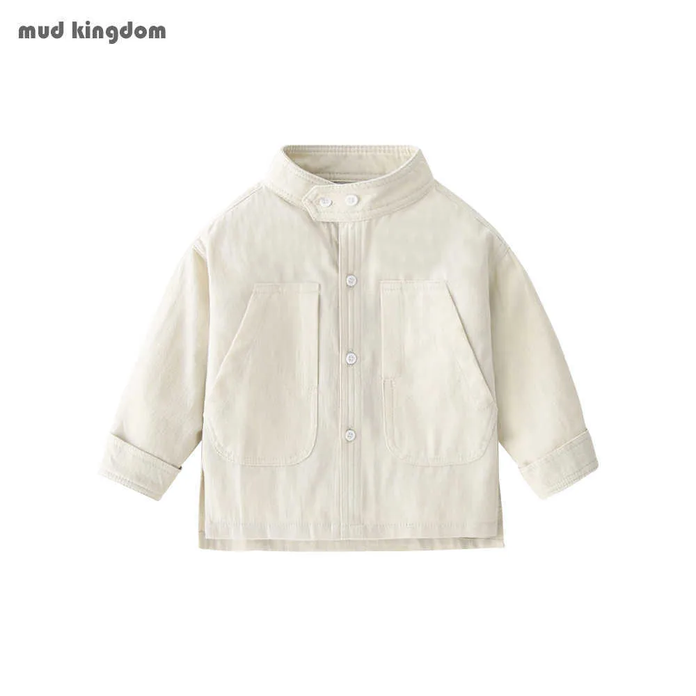 Mudkingdom Boys Shirts Fashion Solid Big Pocket Boy Vêtements pour enfants 2 à 6 ans Mock Collar Tops Vêtements pour enfants 210615