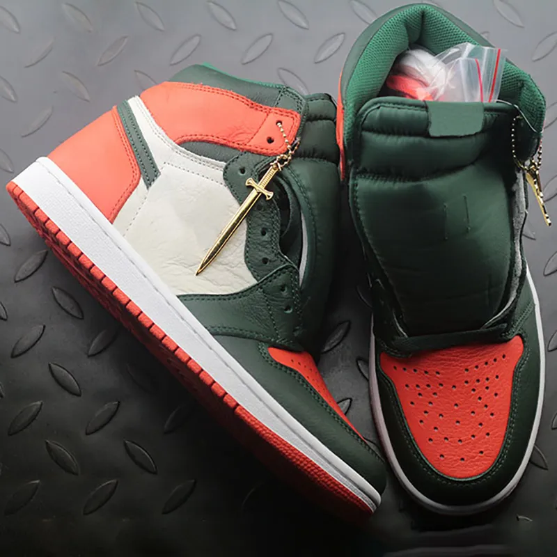 2021 Jumpman 1sMen Women Mid Top Quality OG Basketball Shoes Luxury Designer Mens Womens Banned Bred Toe Chicago Green/Orange casual Trainers coach Sneakers With Box