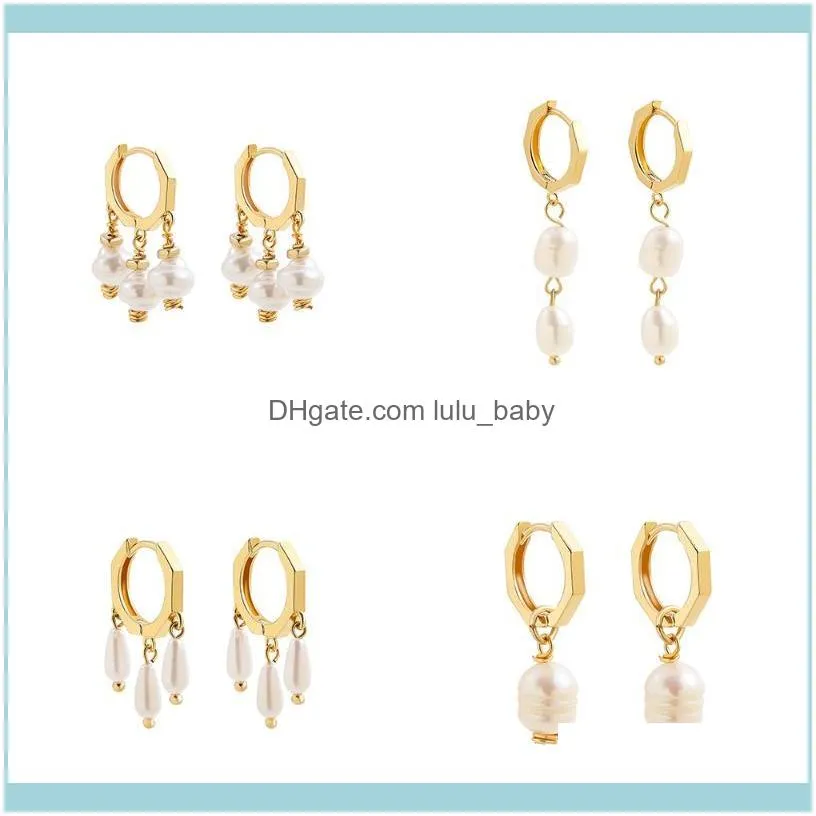Fashion Geometric Gold Hoop Earrings For Women Irregular Pearl Tassel Statement Circle Earring 2021 Trendy Jewelry & Huggie