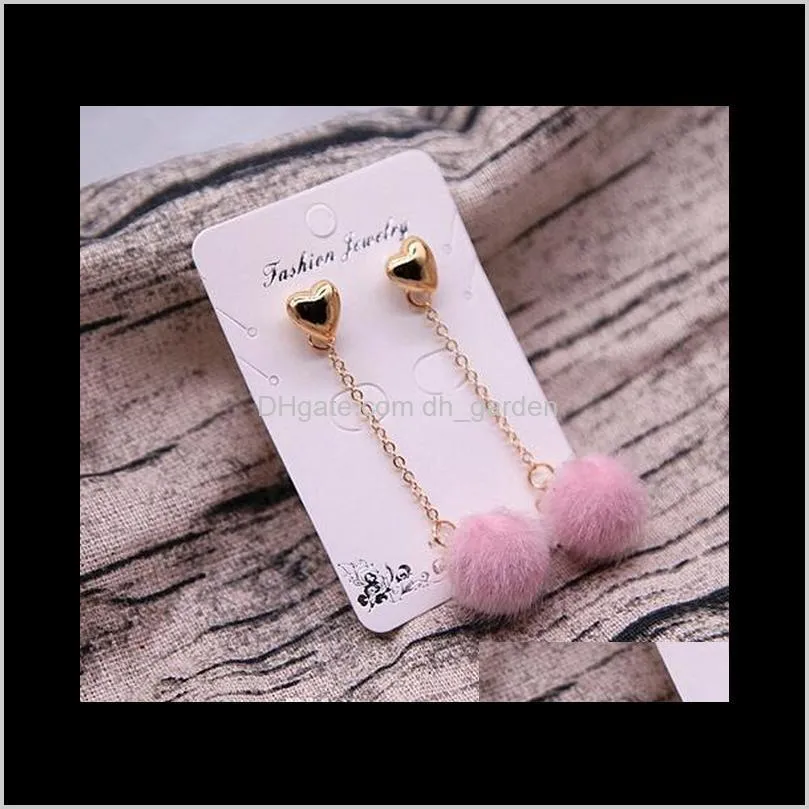 New Fashion Soft Fur Ball Pompom Earrings For Women Pink/white/black Long Tassel Earrings Statement Ear Jewelry