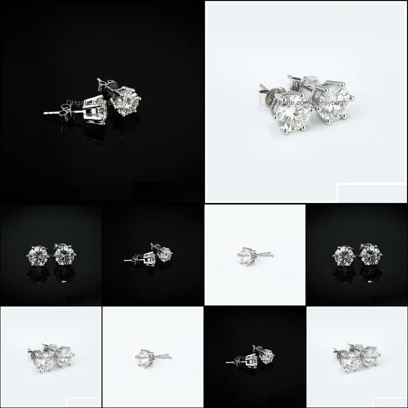 Classic 925 silver Moissanite 6 Romantic Luxurious earrings Valentine`s Day Anniversary gift