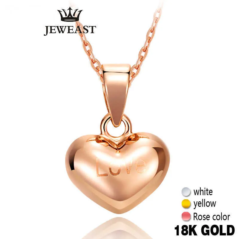 18K Czysty Złoty Wisiorek Hearts Rose Yellow Love Cute Fine Jewelry Girl Miss Gift Discount Exquisite Trendy Charms Kobiety