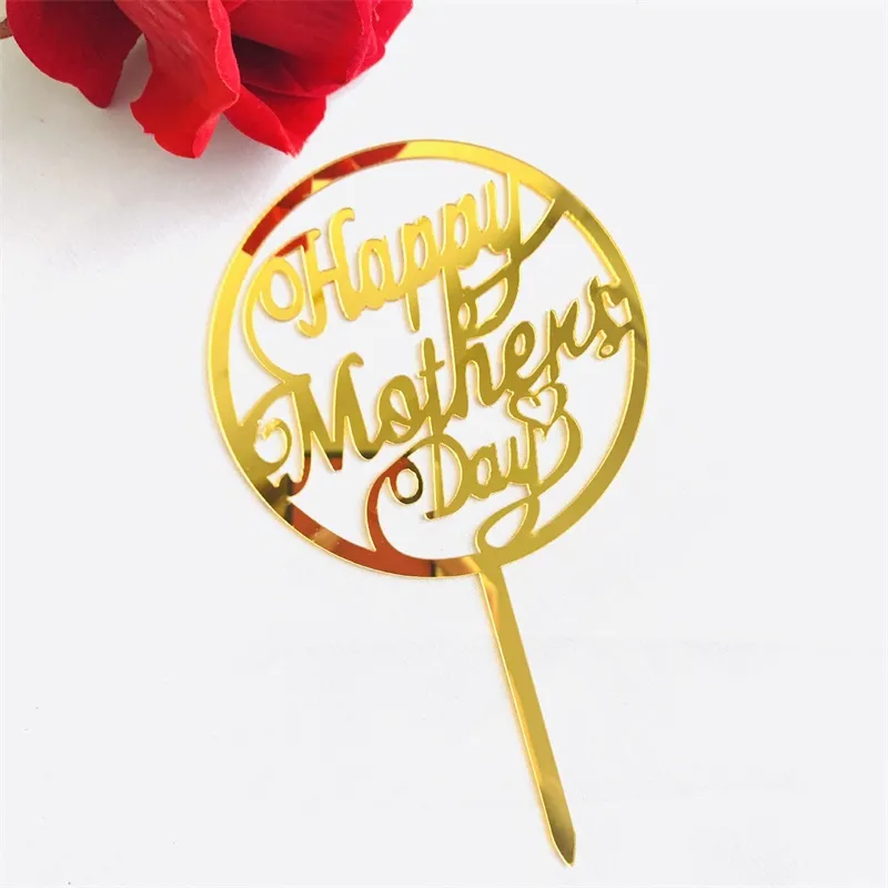 Moederdag Cake Card Insertion Rose Gold Happy Mothers Day Acrylic Bak Cake Decorate 2850 Q2