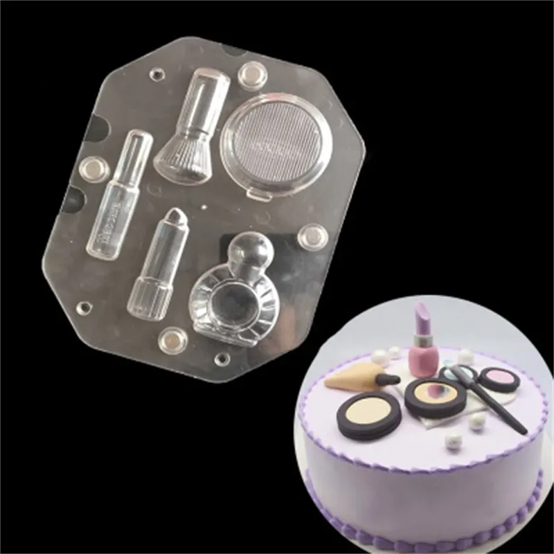 1 conjunto 3D moda batom cosmético perfume molde de chocolate bolo de doces geléia casamento decoração DIY ferramenta feminina presente 210225